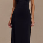 Meshki  The Taylor Draped Crepe Maxi Dress Black High Neck Formal Size 3XL Photo 0