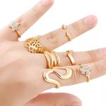 7pcs Lady Flower Star S Shape Midi Rings Photo 0