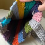 Handmade Colorful Crochet Bucket Bag Rainbow Striped Crossbody Hobo Festival NWT Green Photo 5