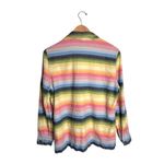 Alfred Dunner  Linen Cotton Jacket Size 14 Button Up Rainbow Pastel Silver Button Photo 3