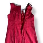 Richard Malcolm Red Cotton Dress Size 8 Embellished Floral Stripe Hem Mod Preppy Photo 6