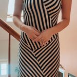 Monteau Black And White Striped Maxi Dress Photo 2