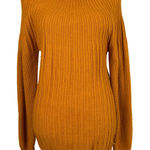Ribbed Knit Sweater Dress Ochre Mustard Size Small Alpaca Blend Casual Cozy Orange Photo 0