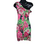 Lilly Pulitzer  Women's XS Whinnie Dress Emerald Green One Shoulder Ruffle 26329 Photo 5