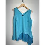 H by Halston  Woven Sleeveless Tunic with Pleated Detail Surf Blue Size 12 Photo 1