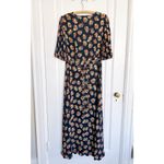 RIXO • Staci Dress maxi rayon dark floral tie waist puff sleeve button front Blue Size 8 Photo 8