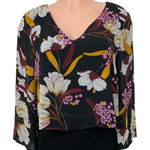 MINKPINK Lost In Paradise Black Floral Printed Blouse Size SMALL Photo 0