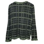 VTG San Remo Womens Knit Jacket XL Black Green Fringe Geometric Boho Cottagecore Photo 1