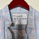 Frank & Eileen  Barry blue pink plaid Italian woven linen shirt sz L Photo 1