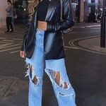 Joie Faux Vegan Leather Black Oversized Blazer Jacket Coat Blogger Favorite. Photo 1