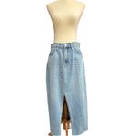 Altar'd State Altar’d State Light Wash Denim Midi Skirt Front Slit Size Medium NWT Boho Denim Photo 3