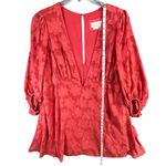 Anthropologie Plunge Mini Dress 16W Pink Jacquard Floral Flirty Boho Feminine Photo 7