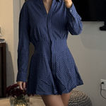 Showpo Navy Linen Dress Photo 0