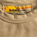 Aviator Nation  Rugby Bolt Stitch Cropped Crewneck in Sand Beige Photo 3