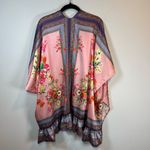 Umgee  Women's Open Front Kimono Cardigan Ruffle Hem Oversized Lightweight Sz S/M Photo 8
