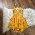 Lulus LULU’S Star Spangled Mustard Yellow Backless Lace Romper Photo 2