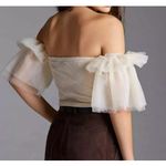 Sunday in Brooklyn Anthropologie Cream Tulle Off-The-Shoulder Top LARGE Photo 2