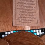Southwestern Turquoise and White Seed Beaded Belt with Wooden Buckle Photo 11