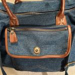 Liz Claiborne  Blue Denim and Brown Leather Bag Photo 5