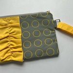 Etsy Custom Bye Nina Purse Clutch Pouch Wallet PolkaDots Ruffle Yellow Grey Photo 2