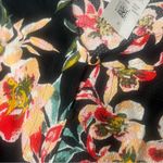 Roxy New Black Red Floral Blouse tie front size small long sleeve Photo 3