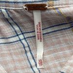 Free People  Shirt Womens XS Break My Stride Pink Plaid Metallic Striped Bohemian Photo 6