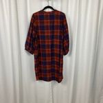 Garnet Hill  Brown Plaid Corduroy Puff Sleeve Shift Mini Dress Sz.M Photo 8