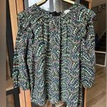 Loft  Blouse long sleeve Petite Garden Dobby Tie Back Ruffle top floral print bow Photo 0