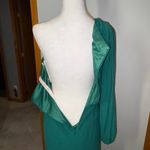 Mac Duggal Emerald Green One Shoulder puff sleeve slit Gown Maxi Formal Dress Photo 7