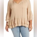 Forgotten Grace NWOT Beige Ruffle Tunic Blouse 3X | Feminine & Flowy Style Photo 0