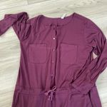 Lively Plum Long Sleeve Drawstring Waist V Neck Casual Jumpsuit Size Large Purple Photo 5