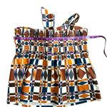 Sézane Sezane Bow Front Skirt Mini 70s Ditsies Size 36 US 4 Geometric Brown Orange NWOT Photo 7