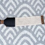 Faux Leather Cognac Brown Cream Crochet Waist Belt Small Photo 5