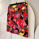 Premise  Floral Abstract Print Skirt Red Pink Yellow Brown Black Artistic Size 10 Photo 5