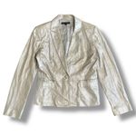 Isabella DeMarco Metallic Silver Genuine Leather Blazer Jacket Size M Size M Photo 0