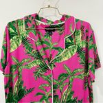 Room Service Pajama Top Size Large Pink Green Palm Print Tropical Short Sleeve Photo 2