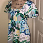 Cato Floral Print Peasant Style White, Blue & Green Top Size Large Photo 0