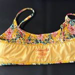 Cabana Del Sol Tropical Floral Yellow Pink Green Bikini Set Smocked Top Size Large Both Photo 11