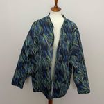 Maggie Barnes Jacket Reversible Lightweight Open Front Art To Wear Blue Green Photo 2