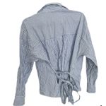 ZARA  Blue and White Pinstriped Button Down Tie Back Shirt Size Large Office Prep Photo 1