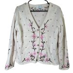 VTG Mandal Bay Floral Embroidered Beaded Cardigan Sweater Retro Cottagecore Sz M Pink Size M Photo 11