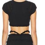 Camila Coelho NWOT Amorazo Puff Sleeve Lettuce Hem Crop Top Black Women's Size S Photo 1