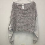 Free People Honey Cable Knit Pullover Gray and Pink Lagenlook Sweater L #715 Photo 2