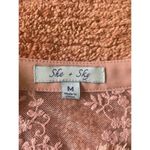She & Sky   Women’s Pink Lace Blouse M 70% Silk Boho Peasant Romantic Style Photo 3