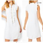 Lilly Pulitzer Adalee Shift Dress Pearl Ruffle Collar Mock Neck White Size 12 M Photo 1