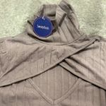 SweatyRocks Ribbed Long Sleeve Mock Neck Cutout Top Women’s Brown Taupe NWT Sz S Photo 1