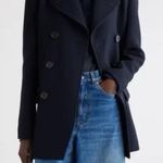 Fleurette Women’s Reese Midnight Double Breasted Wool Peacoat Size 0 Blue Photo 0