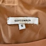 SEPTEMBER | Camel Tan Pencil Short Sleeve Midi Dress Pearl Inset Bodice | Small Photo 4