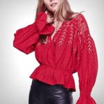 Free People Counting Stars Western Bohemian Glitter Sparkle Aztec Top Small Red Photo 6