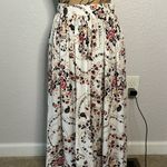 Steele sz M White Oriental Floral Maxi High Waist Skirt Boho Femme Retro Flowy Size M Photo 0